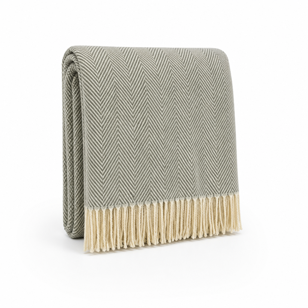 Throw Blanket 100% Cotton Striped & Fringed Machine Washable