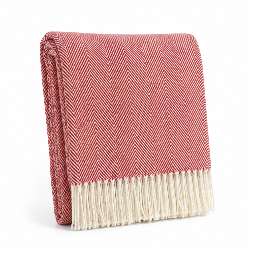 Throw Blanket 100% Cotton Striped & Fringed Machine Washable