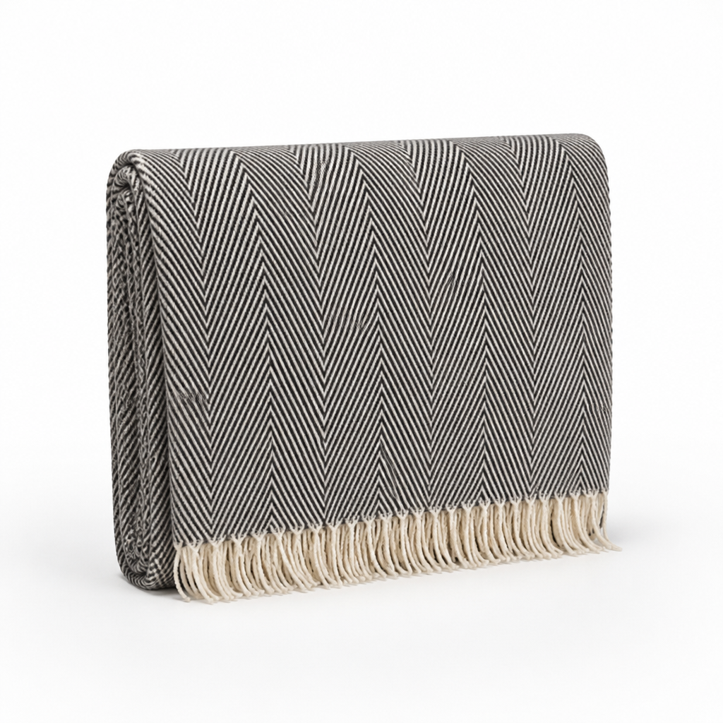Throw Blanket 100% Cotton Striped & Fringed Machine Washable