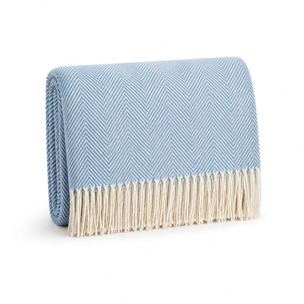 Throw Blanket 100% Cotton Striped & Fringed Machine Washable