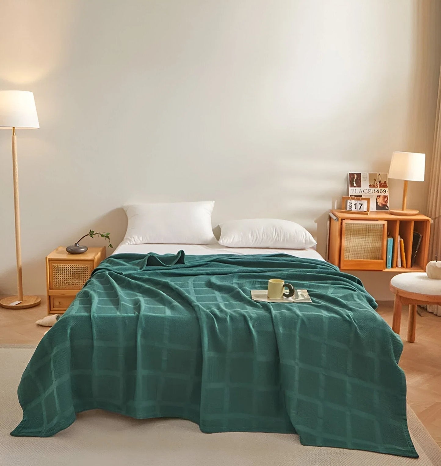 Throw Blanket 100% Cotton Waffle Weave Hypoallergenic