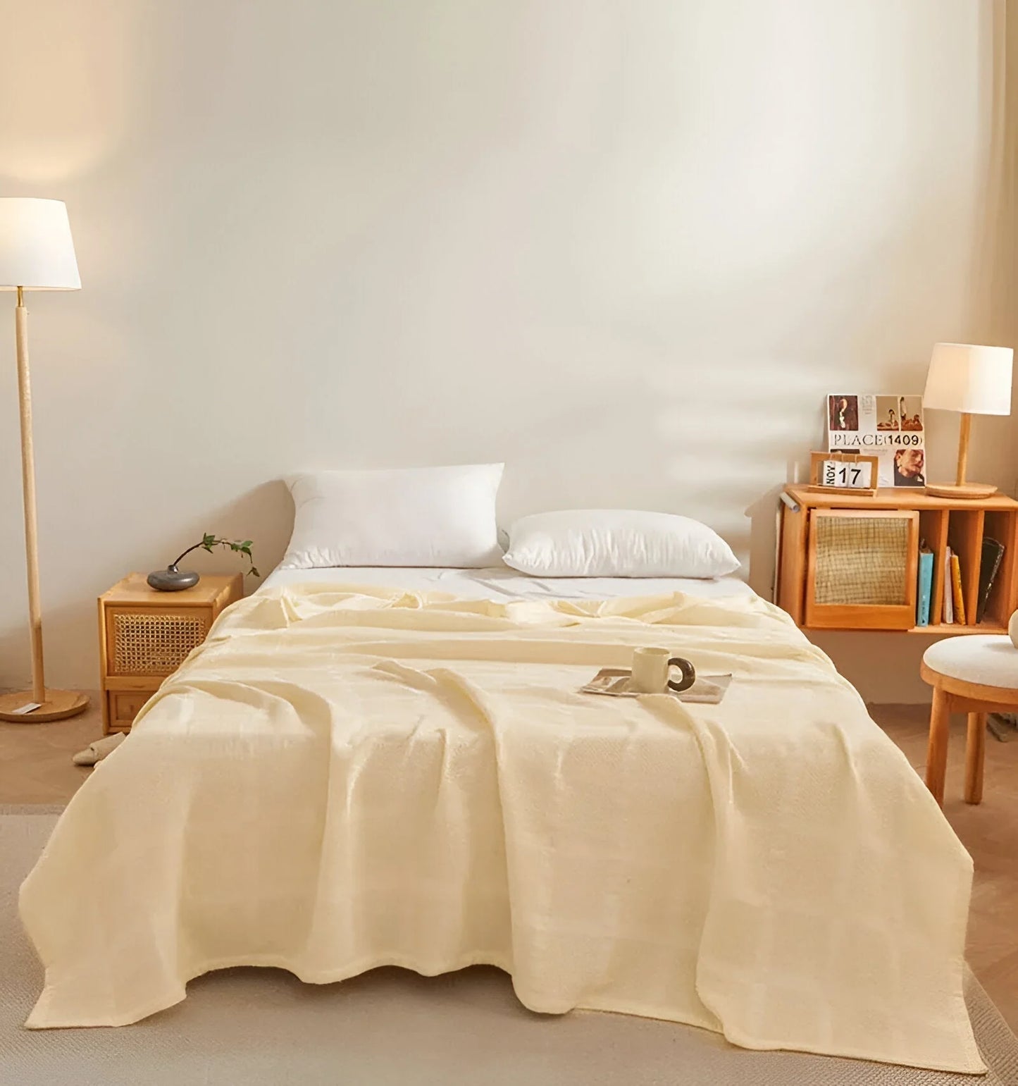 Throw Blanket 100% Cotton Waffle Weave Hypoallergenic