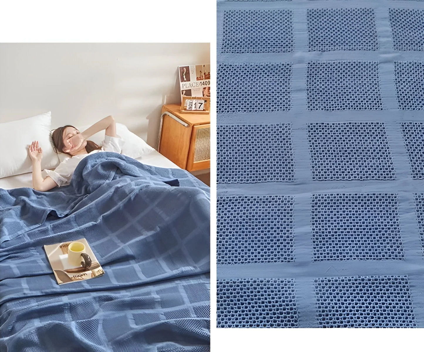 Throw Blanket 100% Cotton Waffle Weave Hypoallergenic