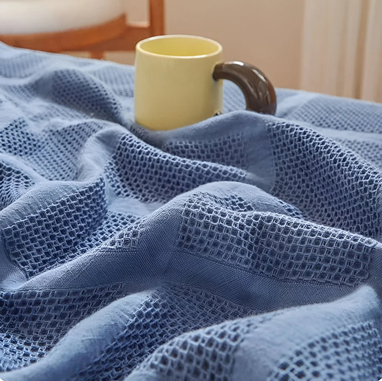 Throw Blanket 100% Cotton Waffle Weave Hypoallergenic