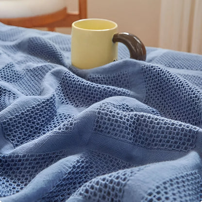 Throw Blanket 100% Cotton Waffle Weave Hypoallergenic