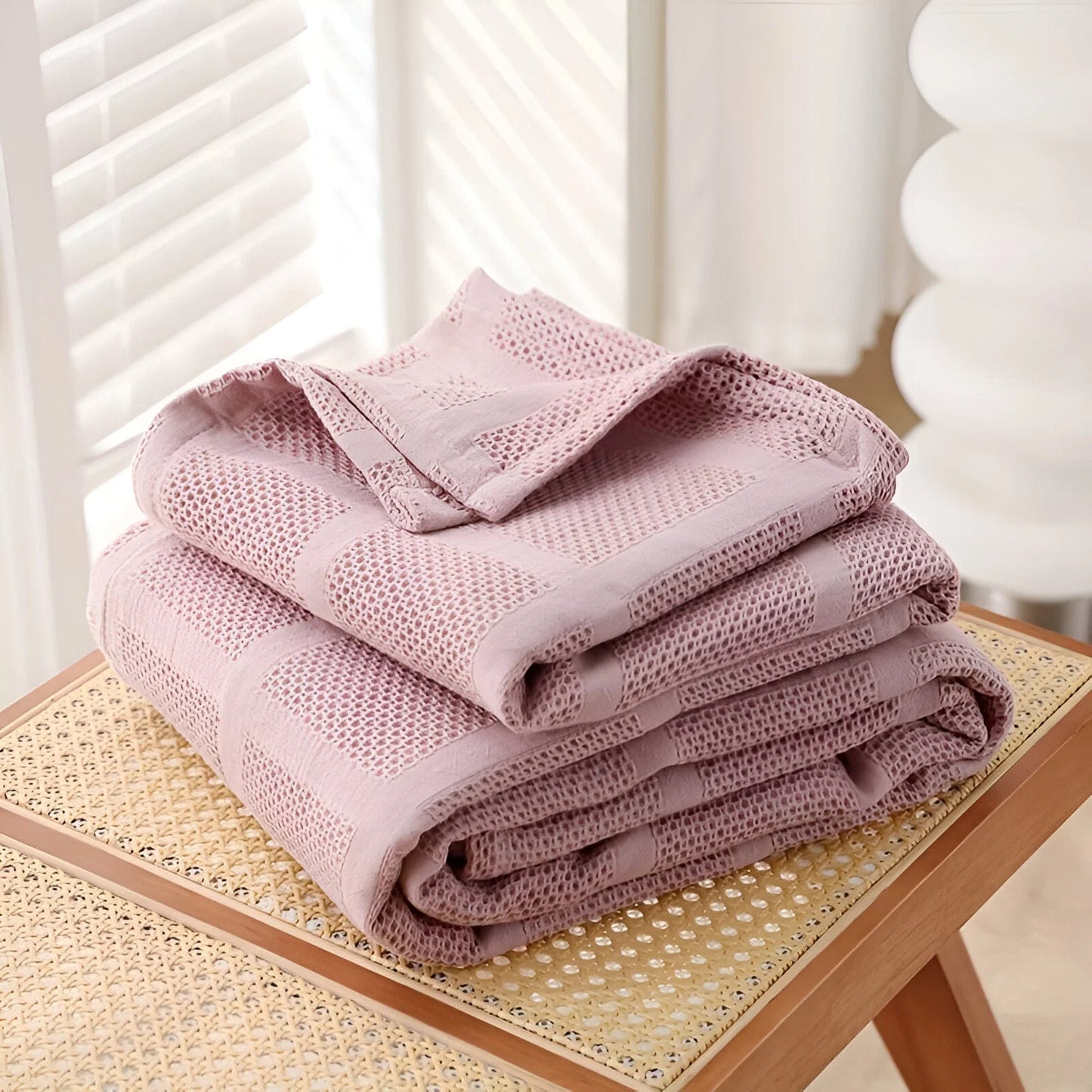 Throw Blanket 100% Cotton Waffle Weave Hypoallergenic