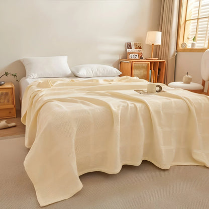 Throw Blanket 100% Cotton Waffle Weave Hypoallergenic