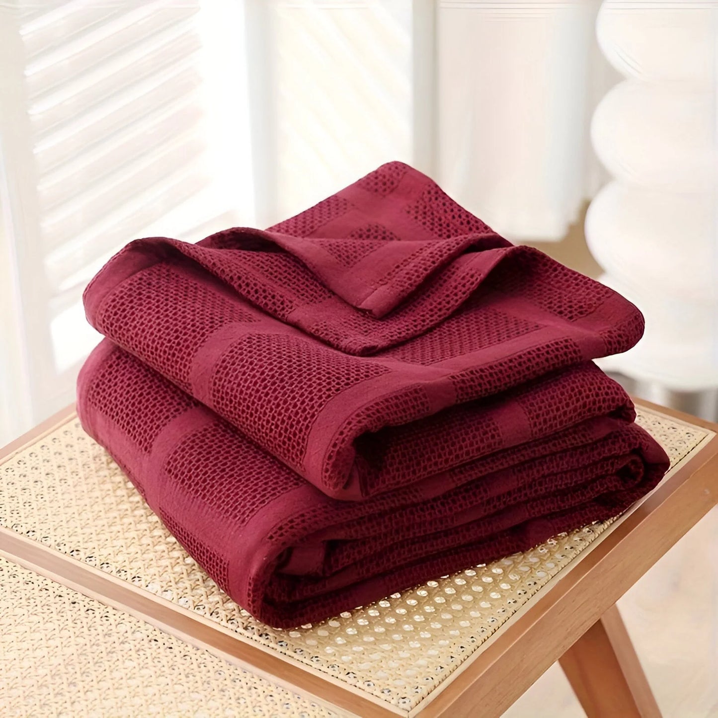 Throw Blanket 100% Cotton Waffle Weave Hypoallergenic