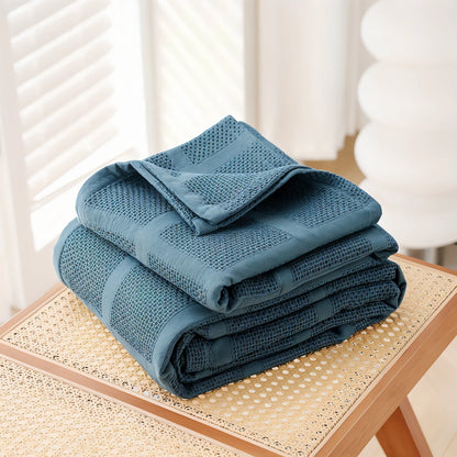 Throw Blanket 100% Cotton Waffle Weave Hypoallergenic