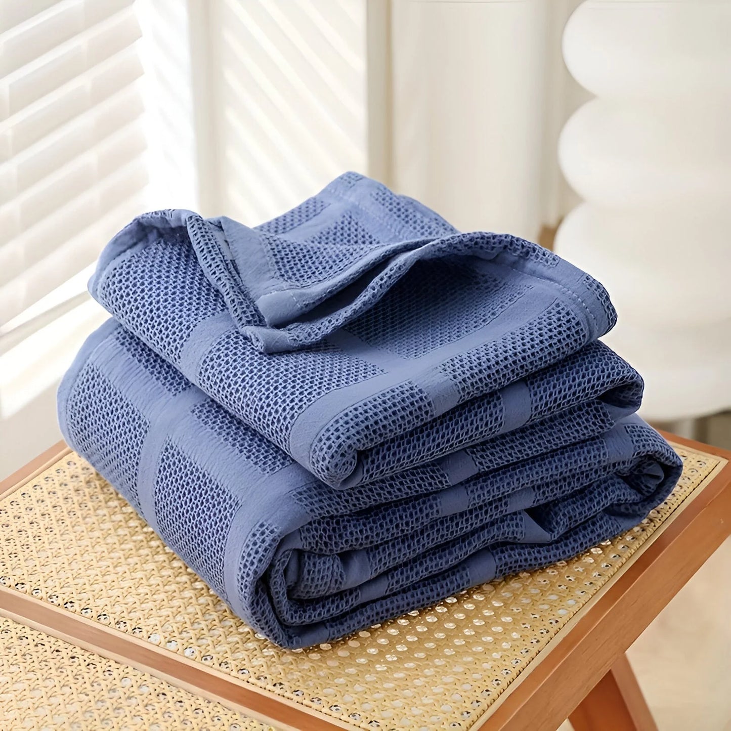 Throw Blanket 100% Cotton Waffle Weave Hypoallergenic