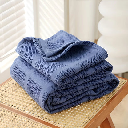 Throw Blanket 100% Cotton Waffle Weave Hypoallergenic