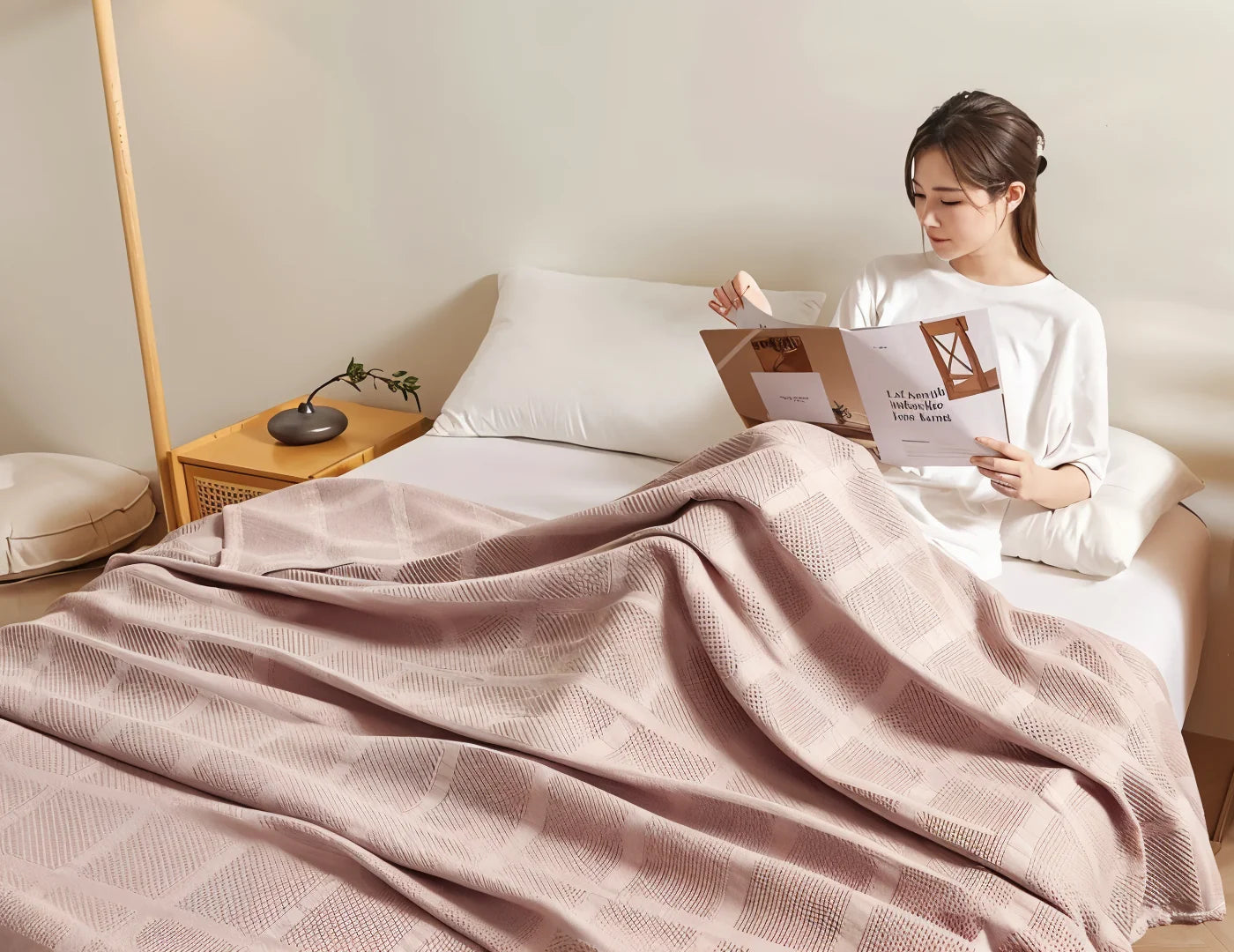 Throw Blanket 100% Cotton Waffle Weave Hypoallergenic
