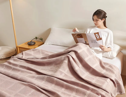 Throw Blanket 100% Cotton Waffle Weave Hypoallergenic