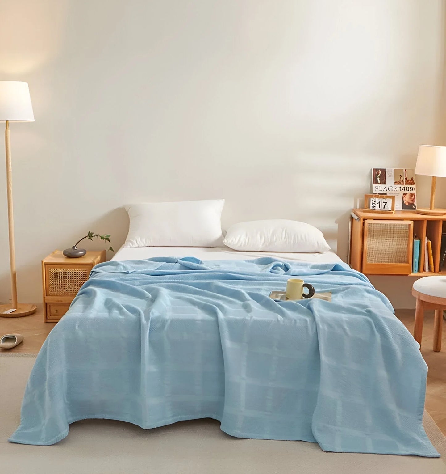 Throw Blanket 100% Cotton Waffle Weave Hypoallergenic