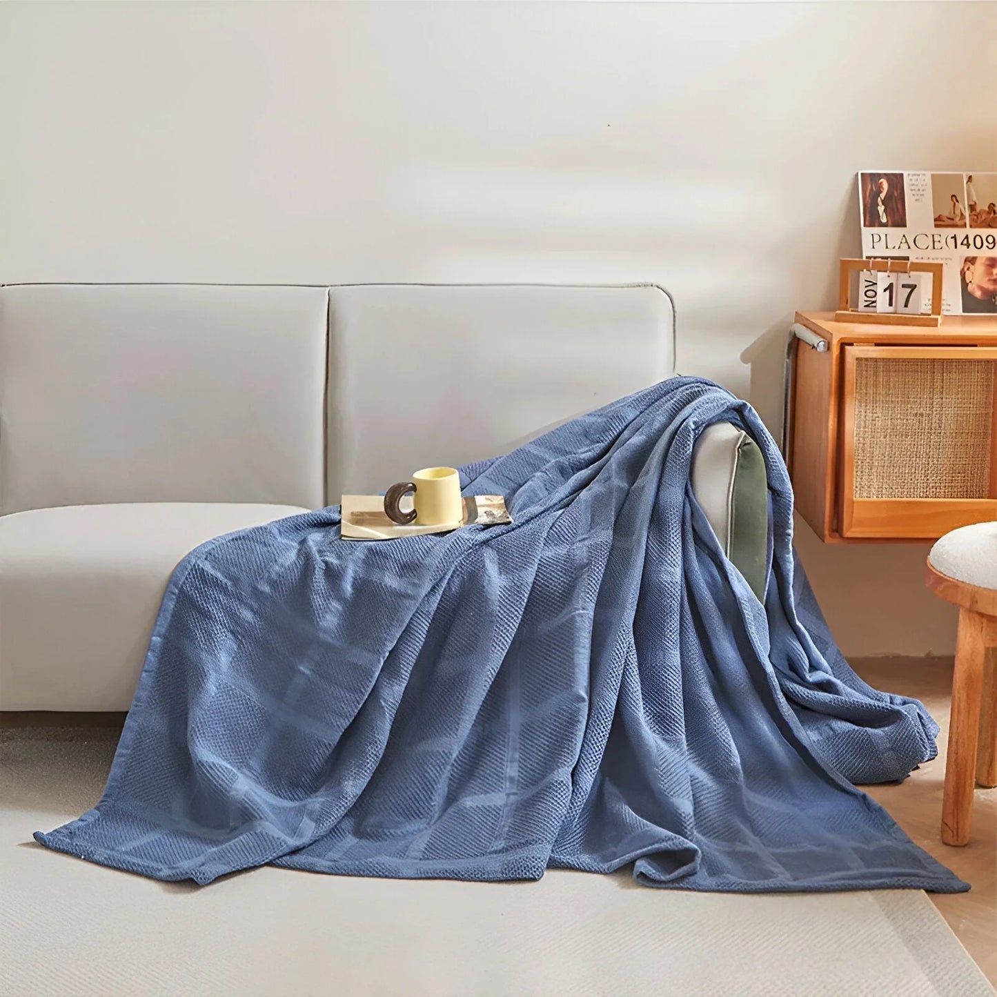 Throw Blanket 100% Cotton Waffle Weave Hypoallergenic