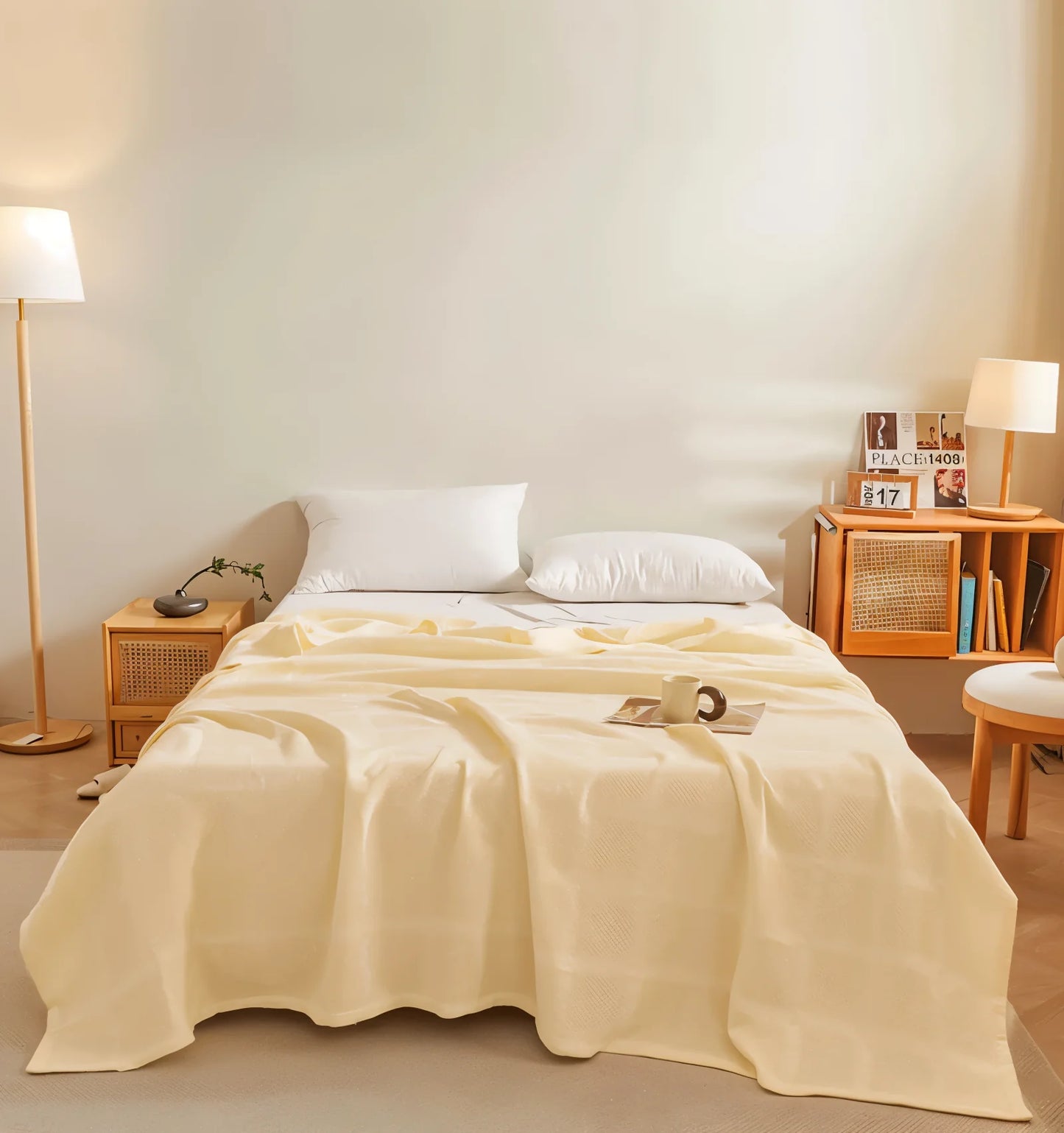 Throw Blanket 100% Cotton Waffle Weave Hypoallergenic