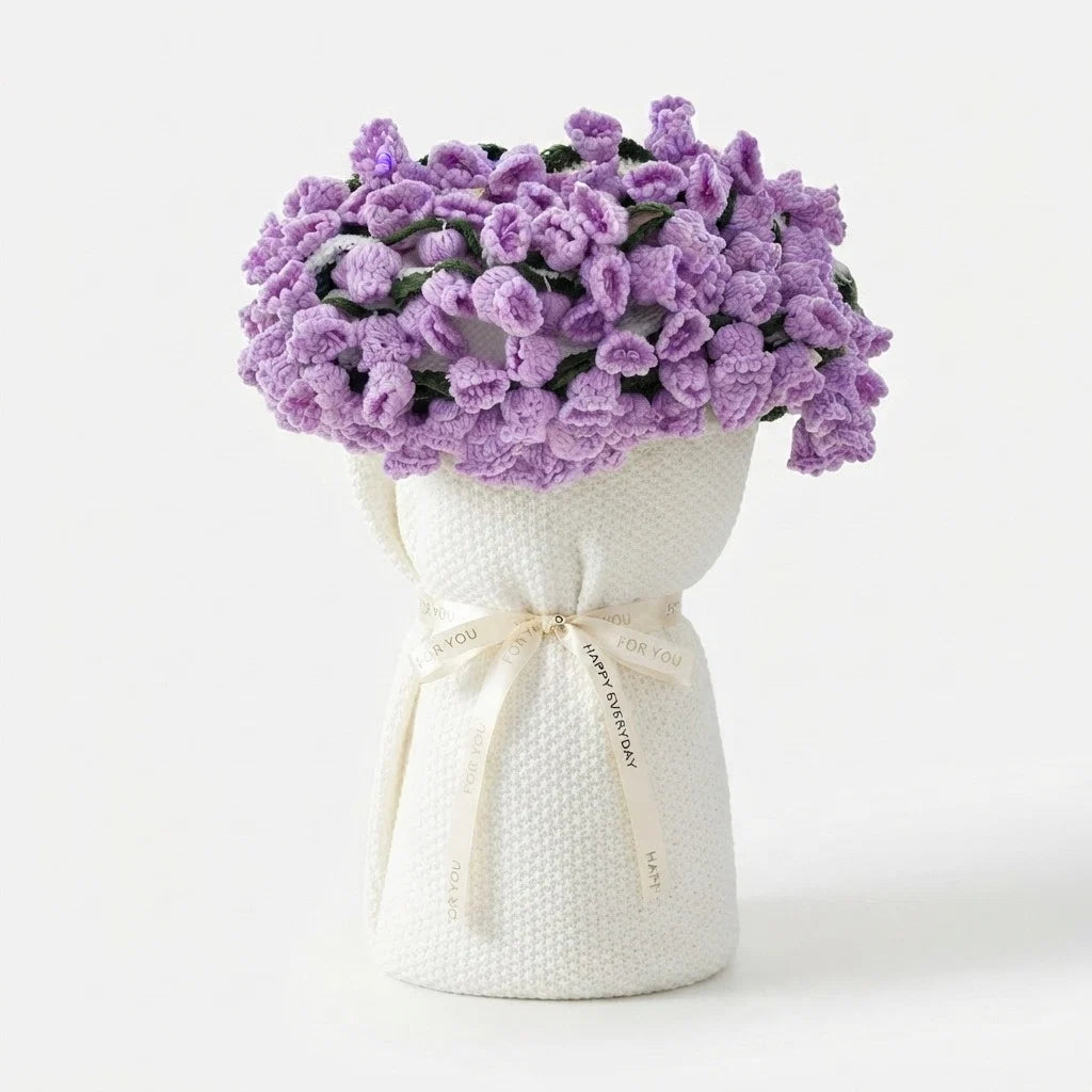 Throw Blanket Double-Knit Crocheted Flower Appliques