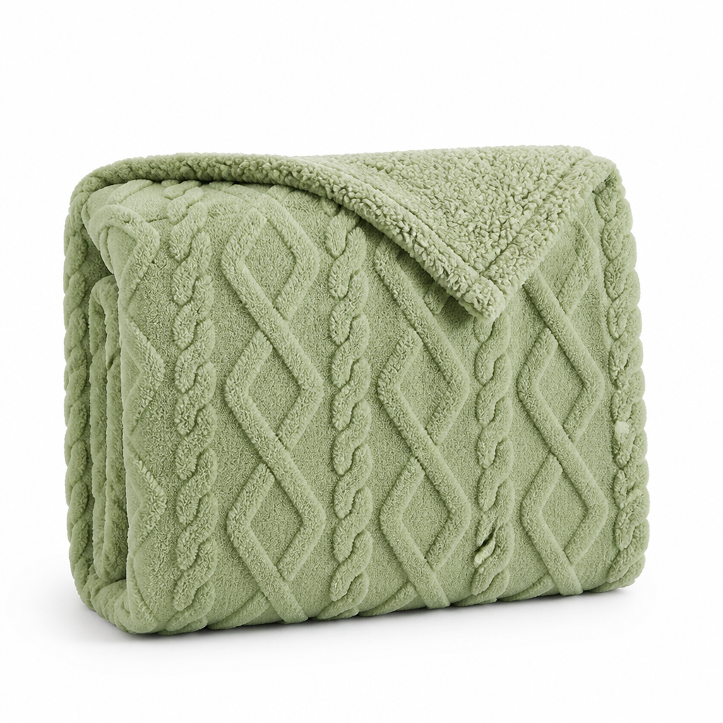 Throw Blanket Reversible Flannel & Faux Lambswool