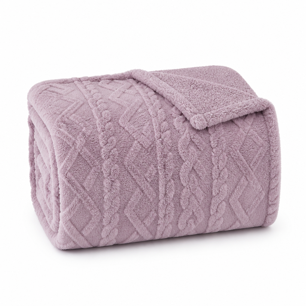 Throw Blanket Reversible Flannel & Faux Lambswool