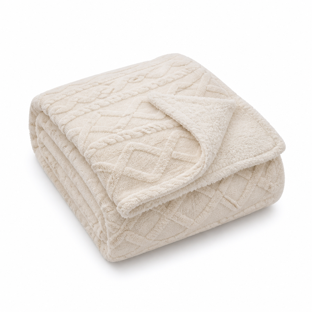 Throw Blanket Reversible Flannel & Faux Lambswool