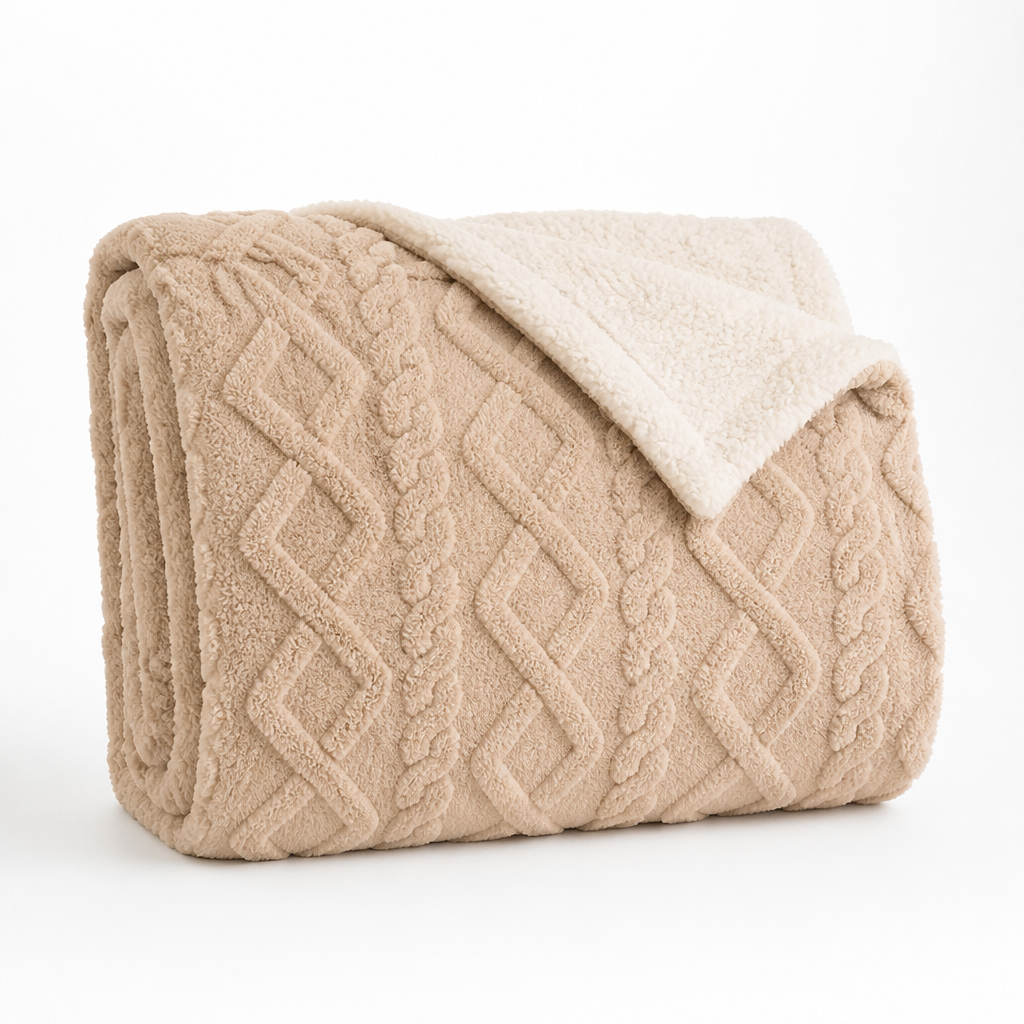 Throw Blanket Reversible Flannel & Faux Lambswool