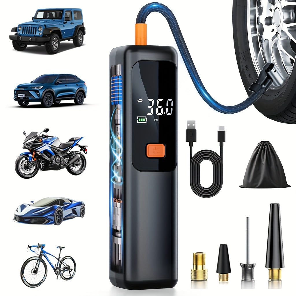 Tire Inflator Rechargeable Digital LCD Auto Shutoff
