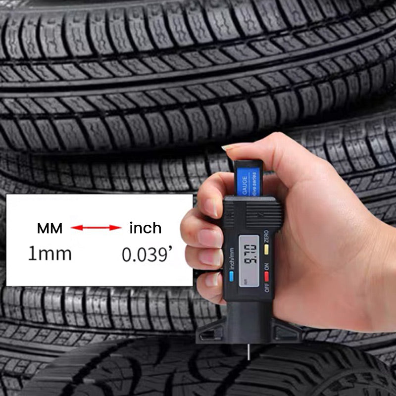 Tire Tread Depth Gauge Digital LCD Metal Tip