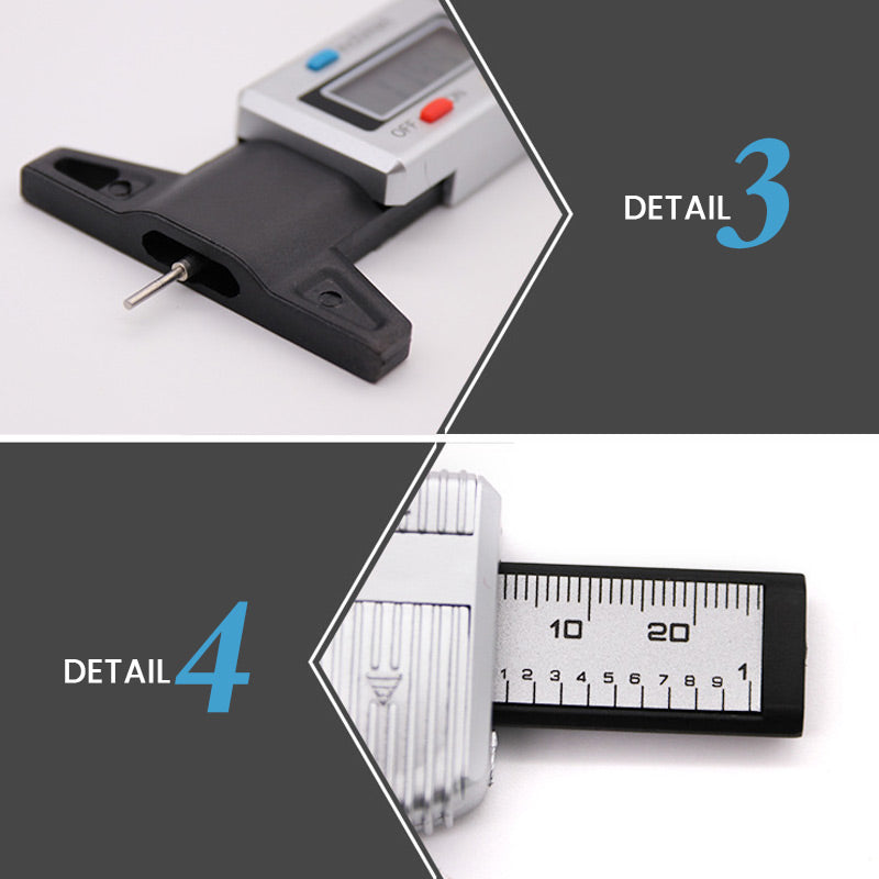 Tire Tread Depth Gauge Digital LCD Metal Tip