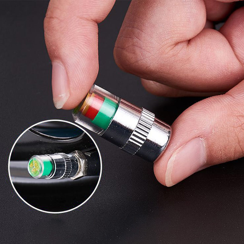 Tire Valve Cap Color-Coded Pressure Indicator Hermetic Seal