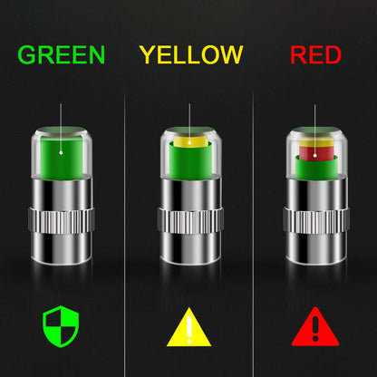 Tire Valve Cap Color-Coded Pressure Indicator Hermetic Seal