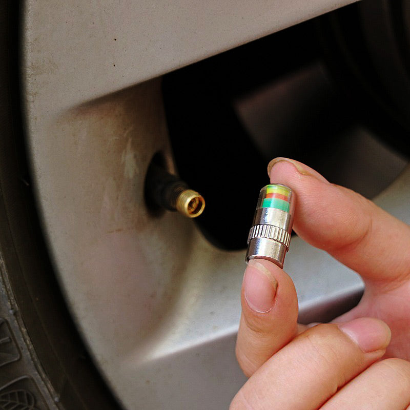 Tire Valve Cap Color-Coded Pressure Indicator Hermetic Seal
