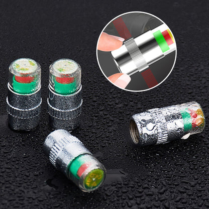 Tire Valve Cap Color-Coded Pressure Indicator Hermetic Seal