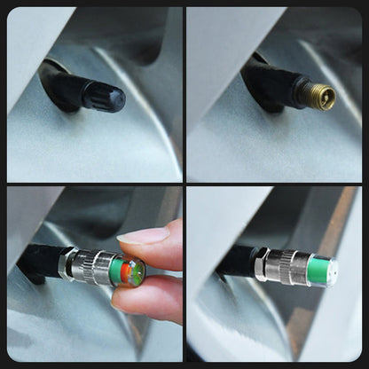Tire Valve Cap Color-Coded Pressure Indicator Hermetic Seal