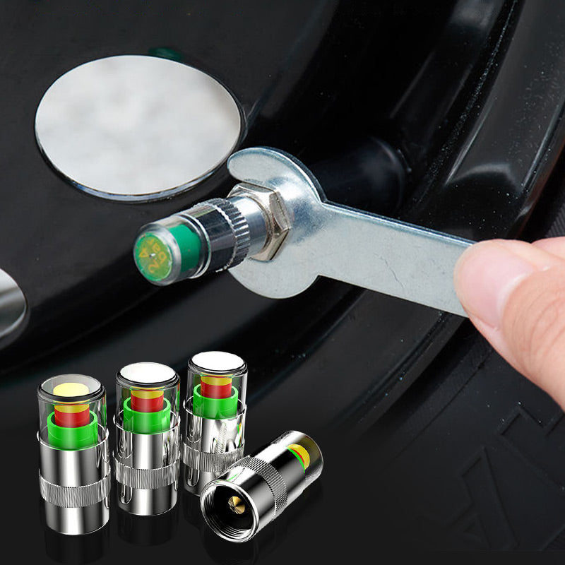 Tire Valve Cap Color-Coded Pressure Indicator Hermetic Seal