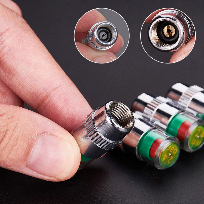 Tire Valve Cap Color-Coded Pressure Indicator Hermetic Seal