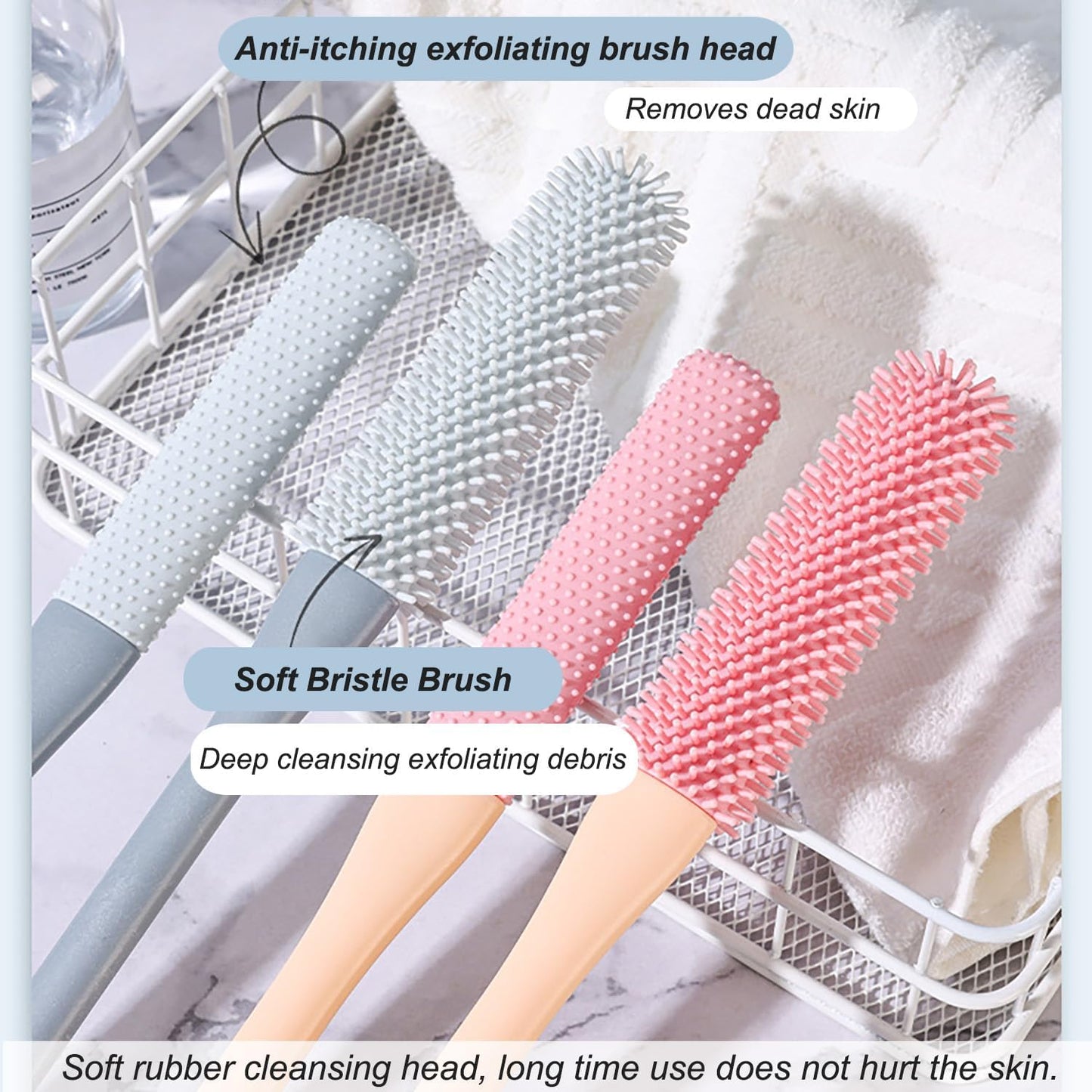 Toe Separator Cleaner Soft Bristles Dual Texture Long Handle