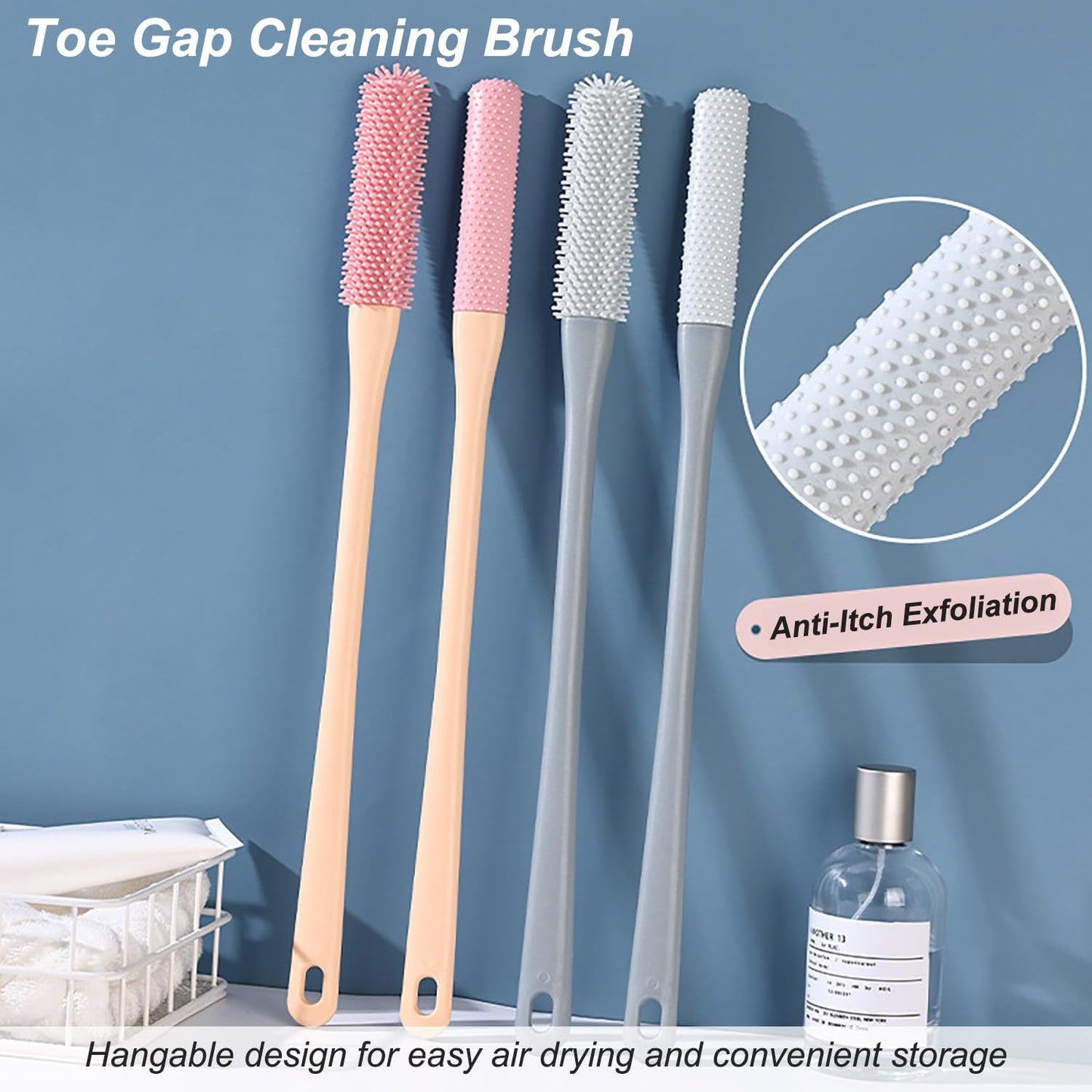 Toe Separator Cleaner Soft Bristles Dual Texture Long Handle