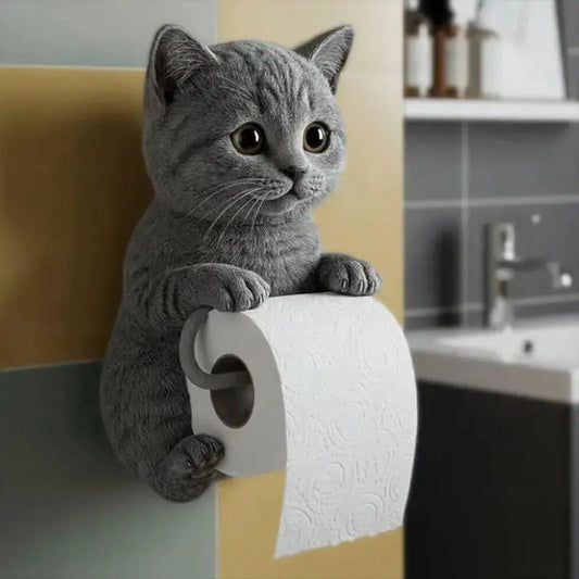 Toilet Paper Holder 3D Cat Resin Wall-Mount