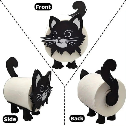 Toilet Paper Holder Freestanding Cat Silhouette Fits Standard Rolls