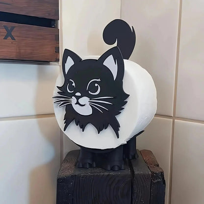 Toilet Paper Holder Freestanding Cat Silhouette Fits Standard Rolls