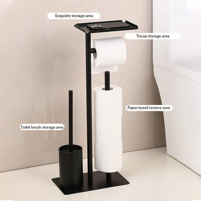 Toilet Paper Holder Matte Black Steel Holds Four Rolls