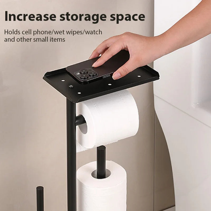 Toilet Paper Holder Matte Black Steel Holds Four Rolls