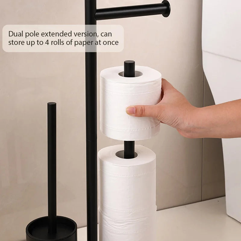 Toilet Paper Holder Matte Black Steel Holds Four Rolls
