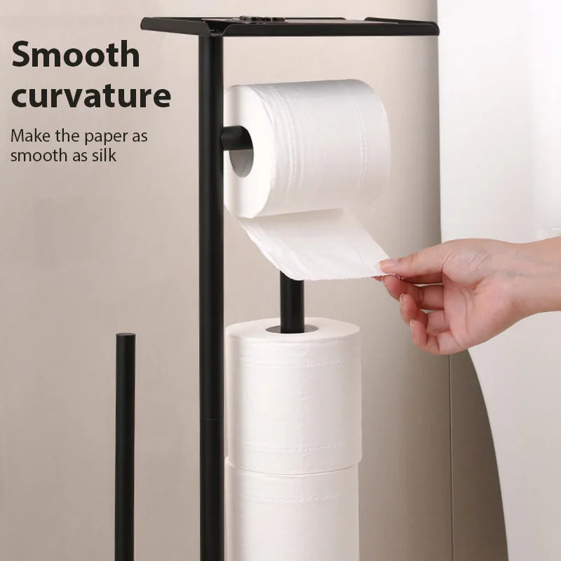 Toilet Paper Holder Matte Black Steel Holds Four Rolls