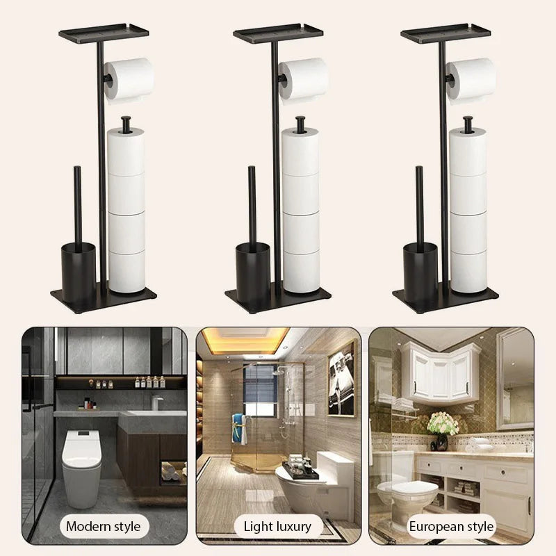 Toilet Paper Holder Matte Black Steel Holds Four Rolls