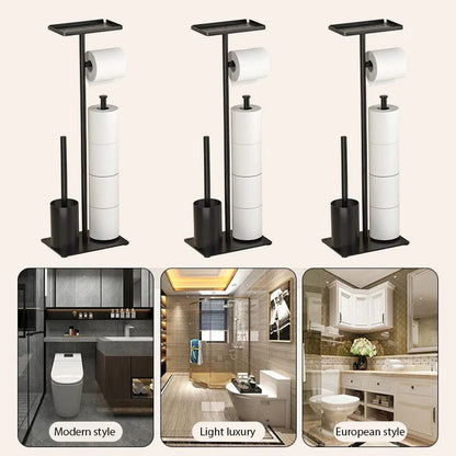 Toilet Paper Holder Matte Black Steel Holds Four Rolls