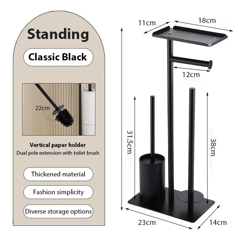 Toilet Paper Holder Matte Black Steel Holds Four Rolls
