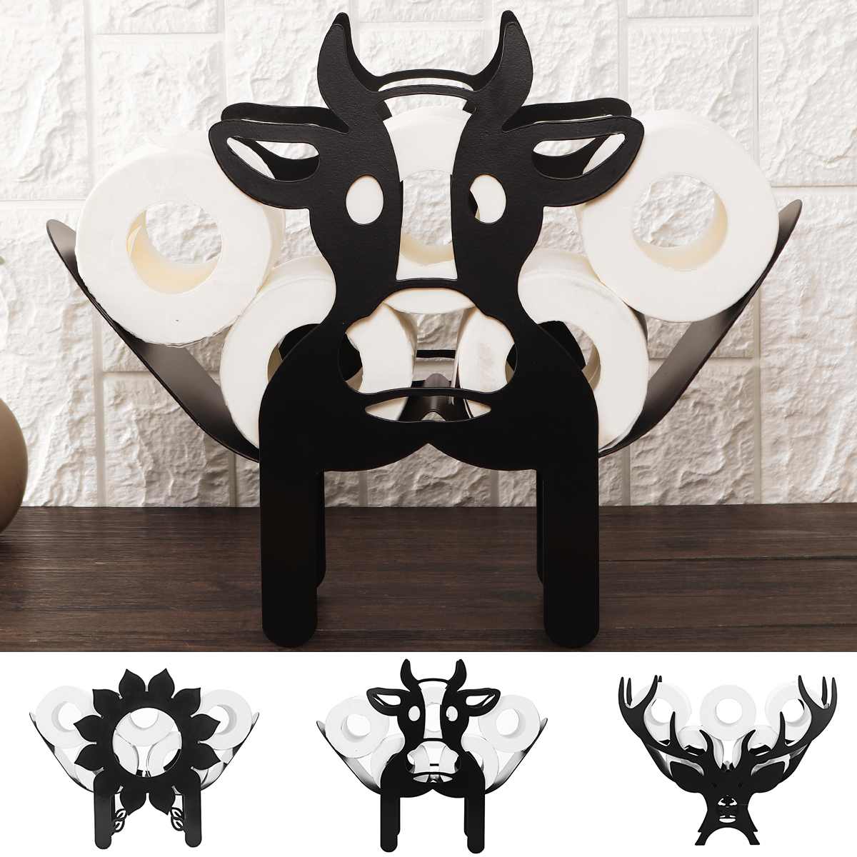 Toilet Paper Holder Wall-Mounted Animal Motif Seven Rolls