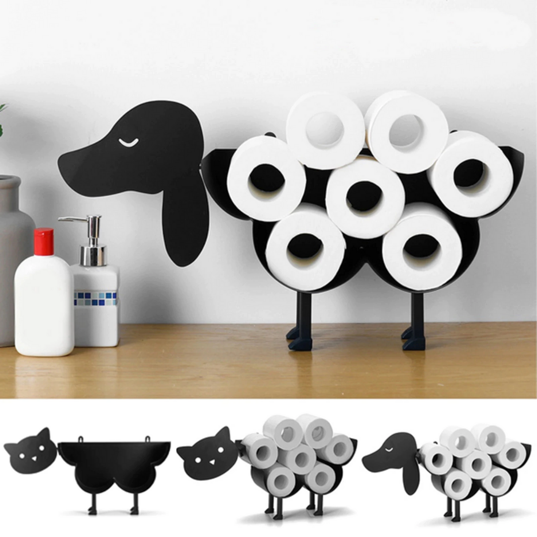 Toilet Paper Holder Wall-Mounted Animal Motif Seven Rolls