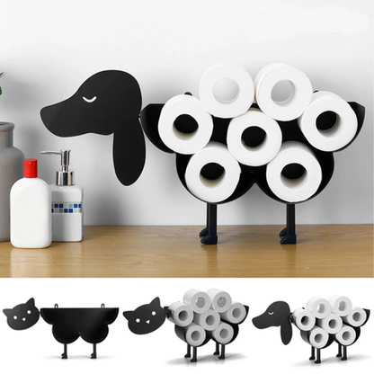 Toilet Paper Holder Wall-Mounted Animal Motif Seven Rolls